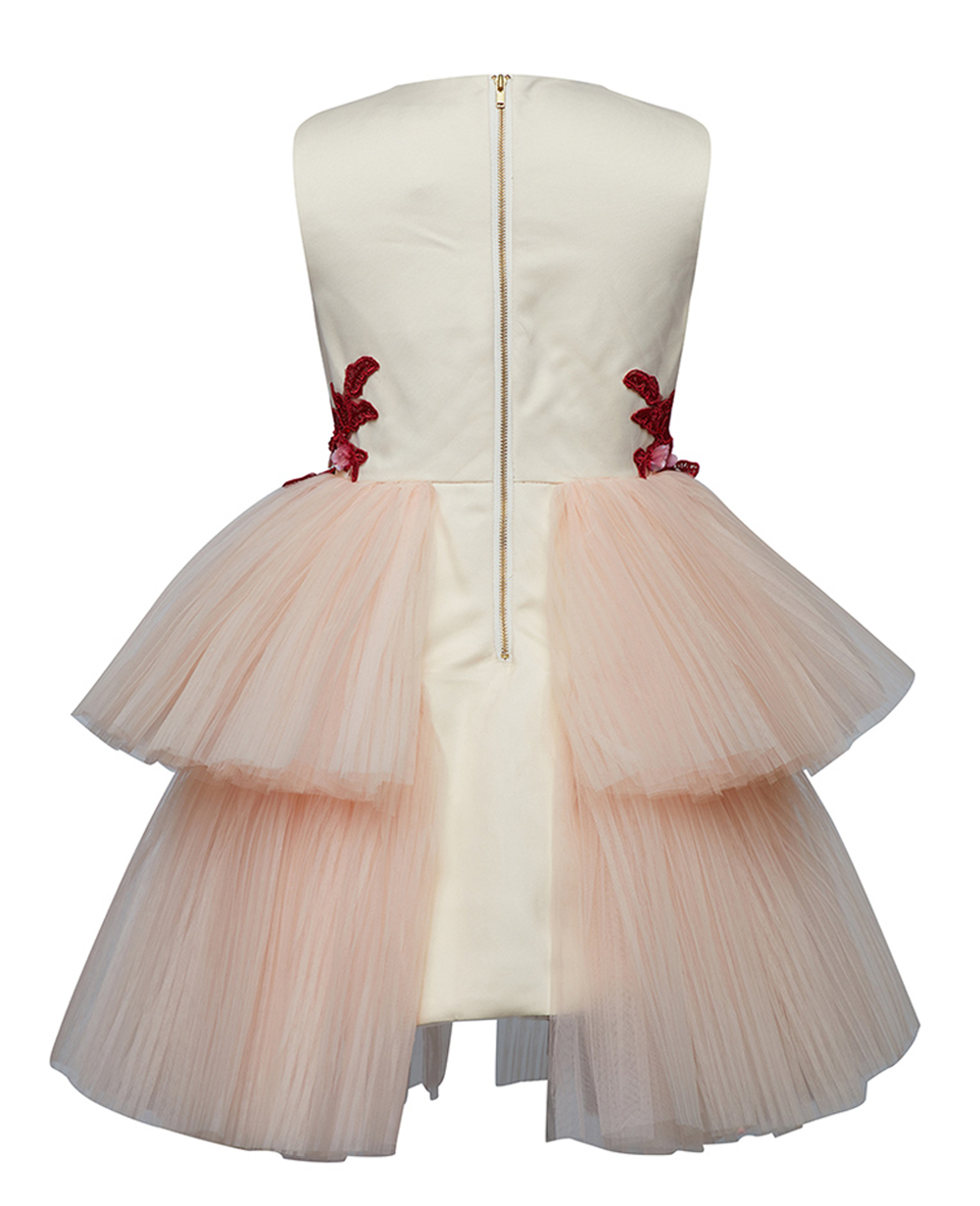 Ivory Detailed Layered Tulle Dress Pink Sequin Dress