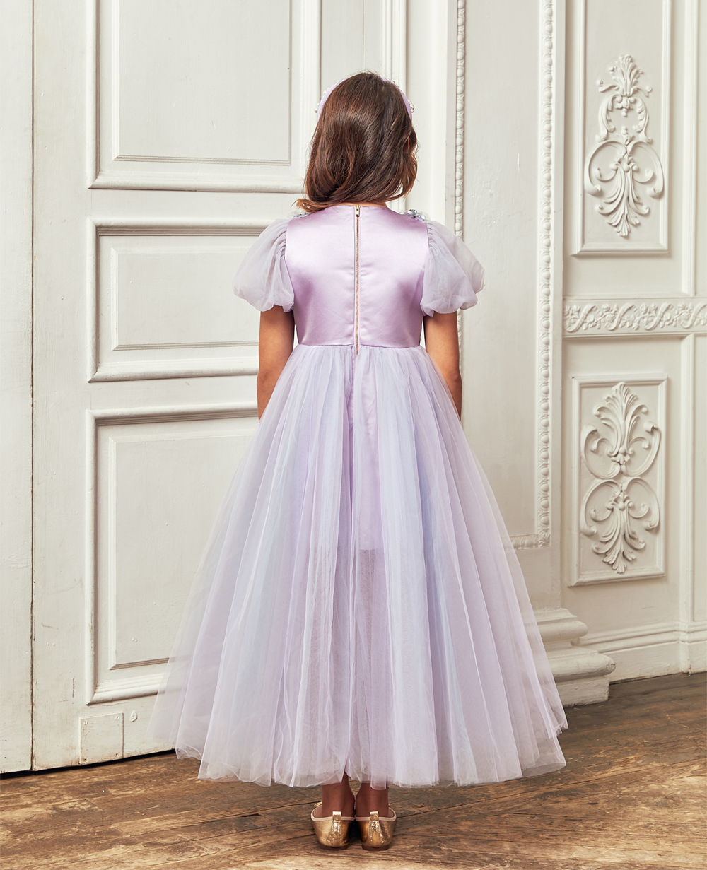 Royal Purple Short Sleeved Tuelle Dress