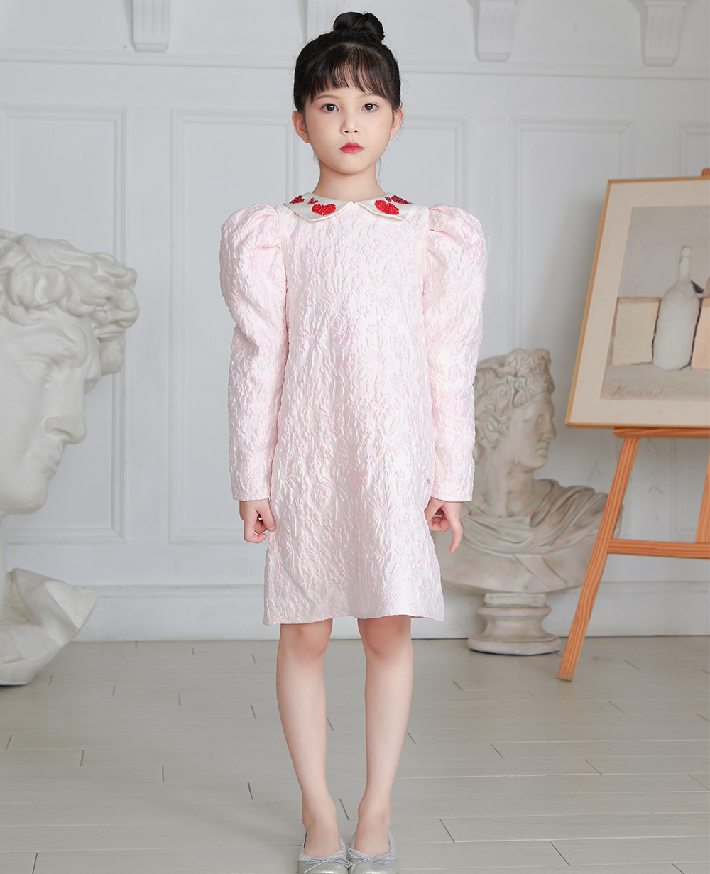 Baby Pink and Heart Brocade Dress
