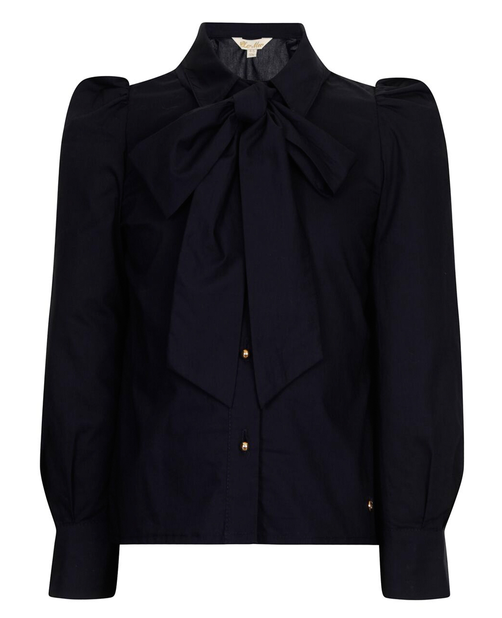 Navy Pussybow Blue Blouse