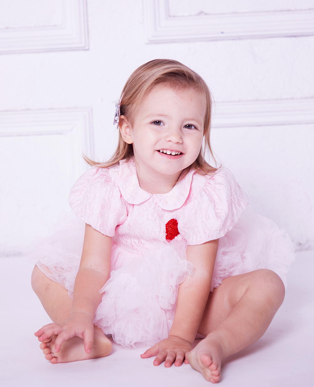 Baby Pink Brocade and Tuelle Baby Dress