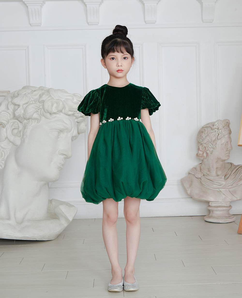 Emerald Green Velvet Top and Tuelle Skirt Dress