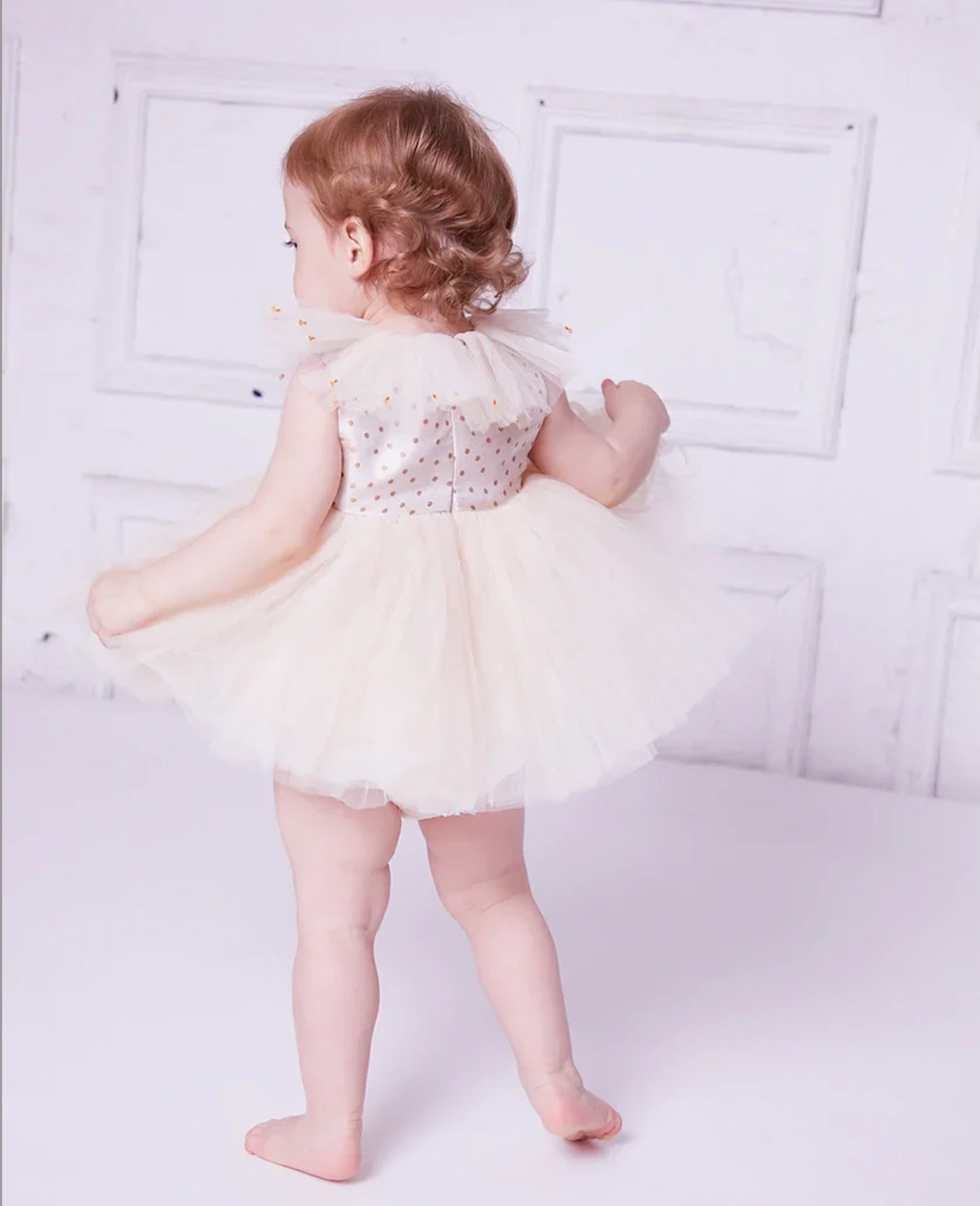 Peach Tuelle Sleeveless Baby Dress
