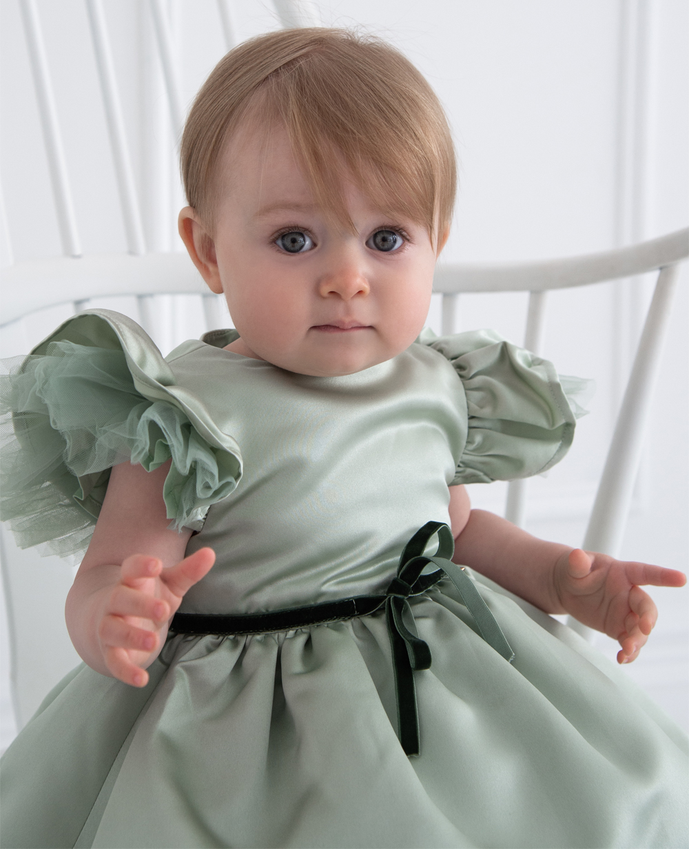 Mint Satin Baby Dress