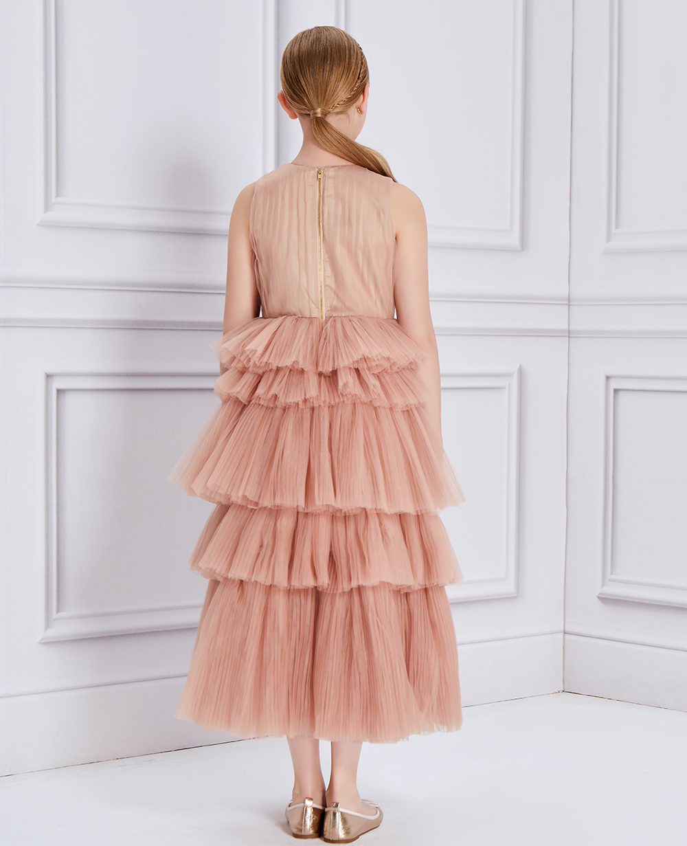 Rose Gold Tulle Layered Dress