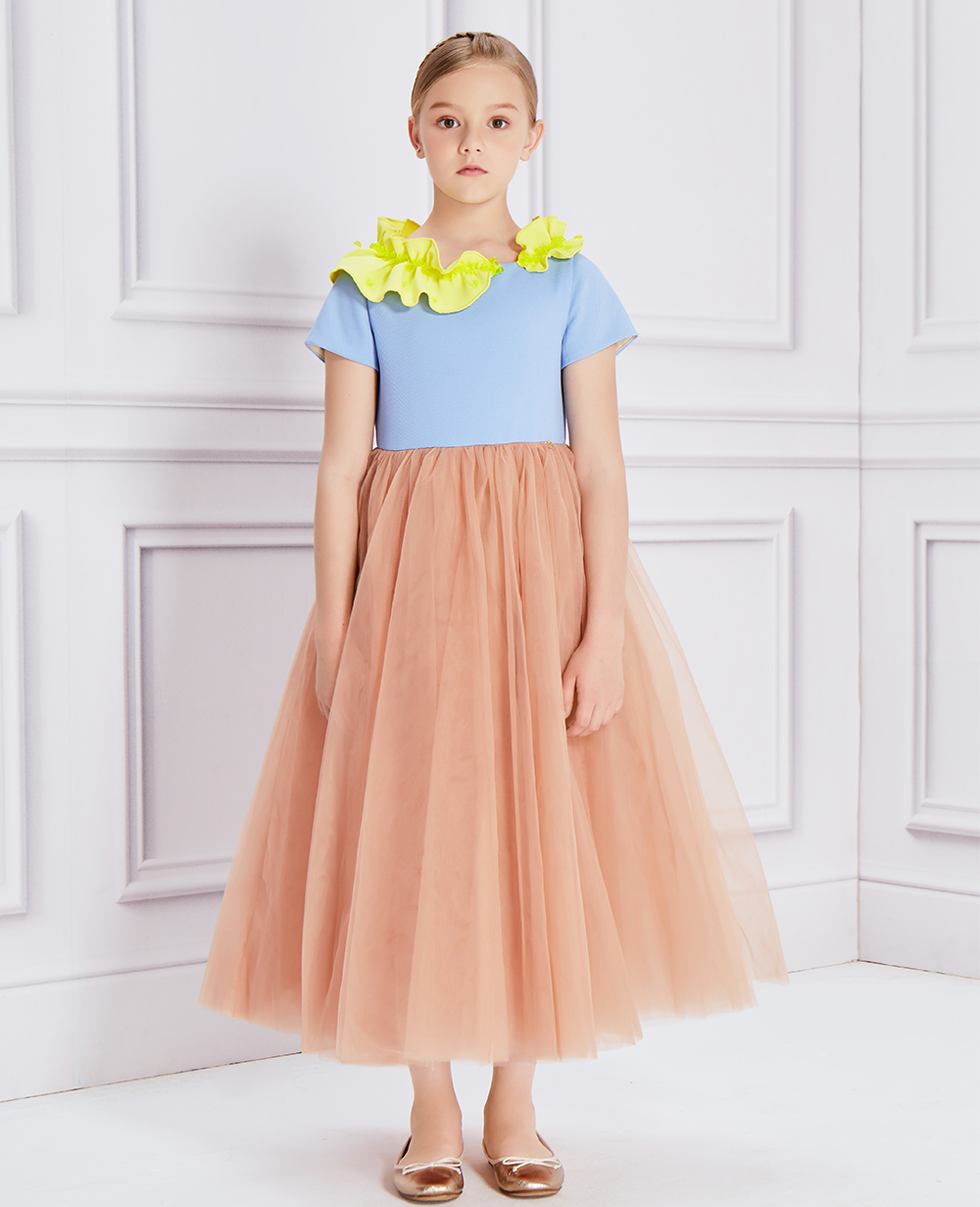Yellow Leaf Pink Tulle Dress