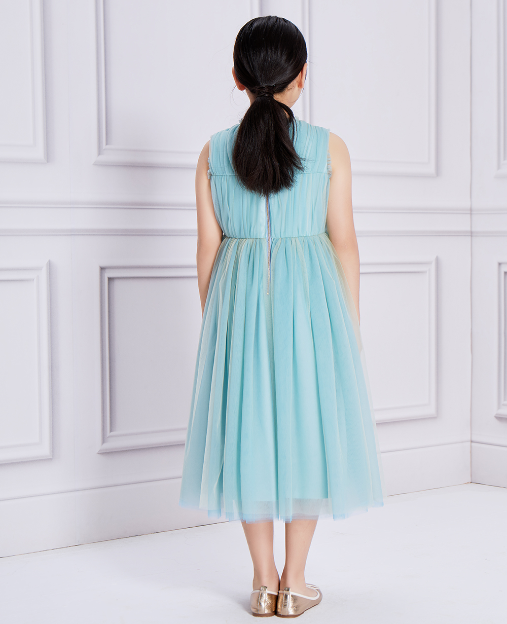 Aqua Tulle Lace Dress