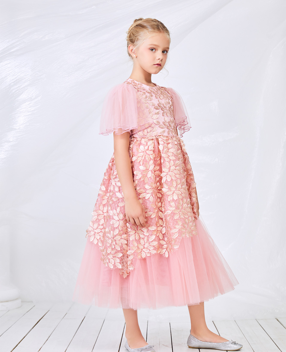 Pink Lace Tulle Dress Elegant Wedding Dress