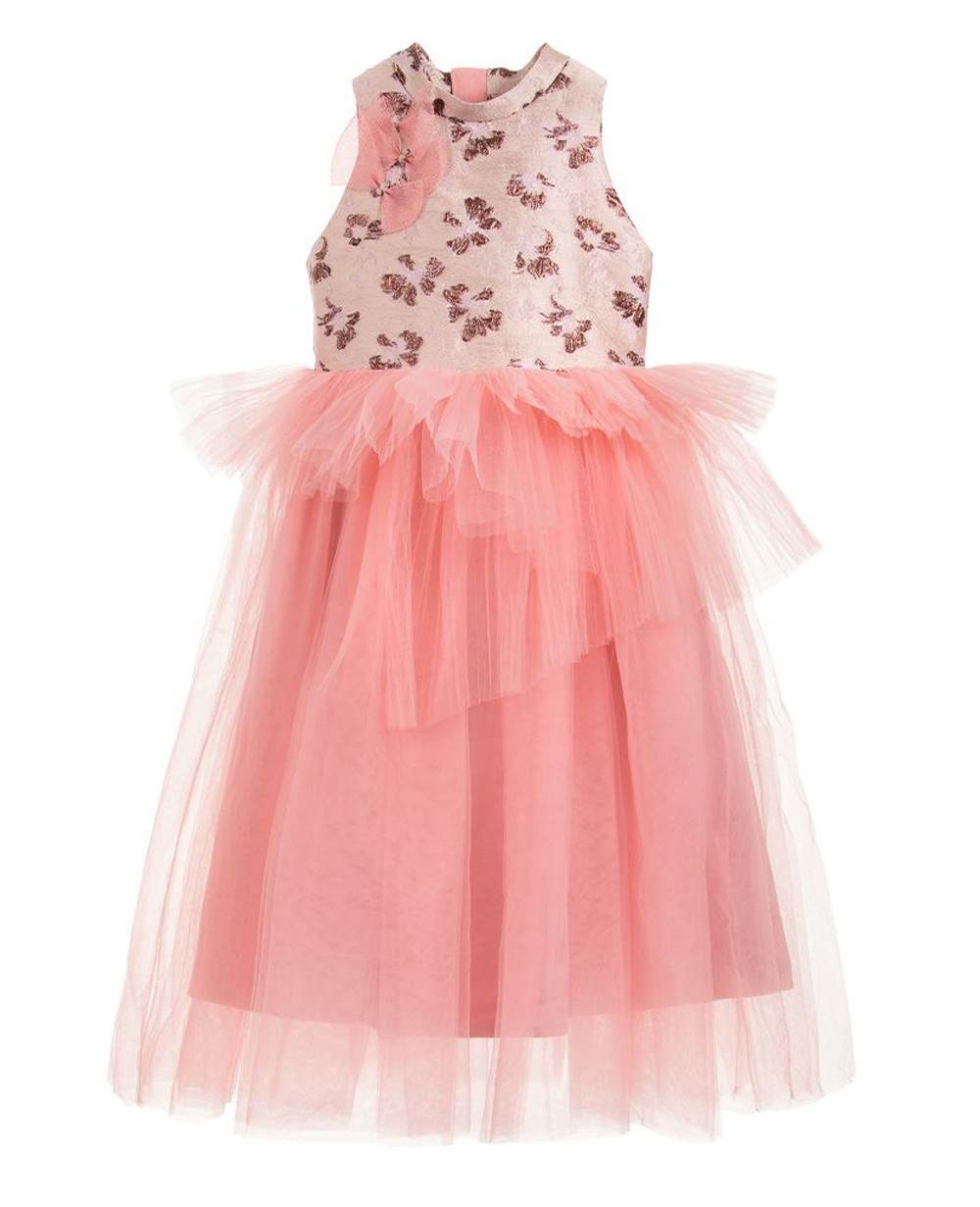 18185 Purple Patterned Tulle Princess Dress