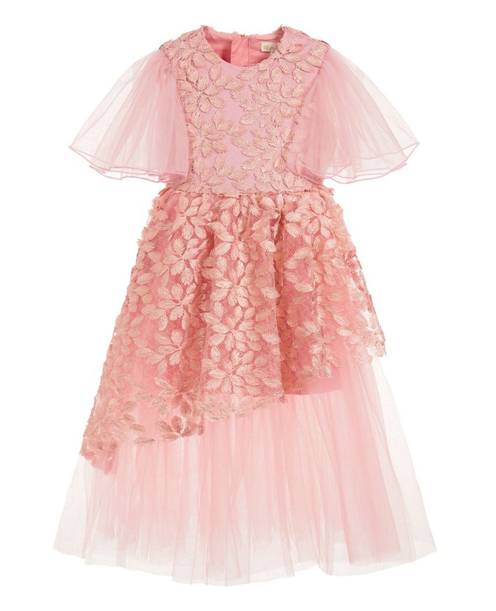 Pink Lace Tulle Dress Elegant Wedding Dress