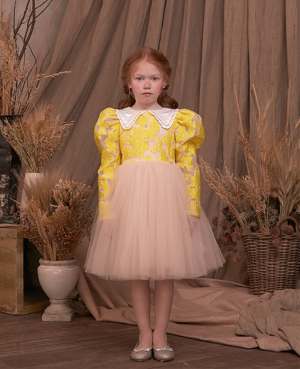 Sleeveless Causal Yellow Baby Girl Dress