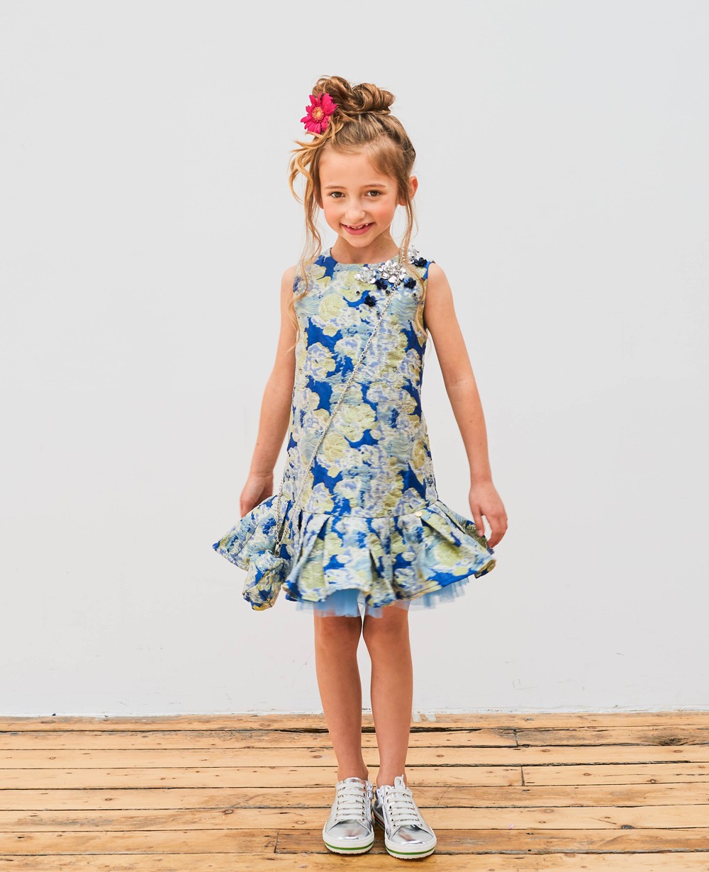 Blue Brocade Melody Dress