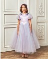 Royal Purple Short Sleeved Tuelle Dress