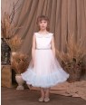 White and Baby Blue Sleeveless Tuelle Dress