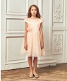 Peach Satin and Tuelle Dress