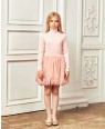 Pink Velvet Long Sleeve Turtle Neck Dress