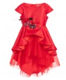 Royal Red Satin Dress Butterfly Dress Red Ball Gown Tulle Wedding Dress