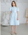 Baby Blue Short Sleeve Brocade Dress
