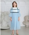 Long Sleeve Baby Blue Tuelle Dress