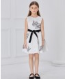White Satin Floral Short Dress