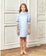 Blue Satin Short Sleeve Dress