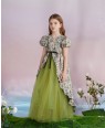 Emerald Brocade Tulle Dress