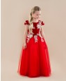 Red Lace Dress Maxi Dress Short sleeves