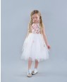 White and Pink Ball Gown Formal Dress Wedding Flowergirl