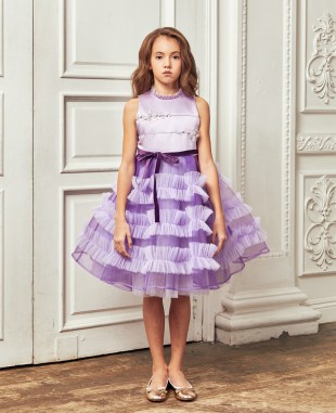 Lilac Queen Bee Tuelle Layered Dress