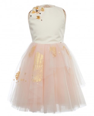 Girls Pink Satin & Tulle  Dress