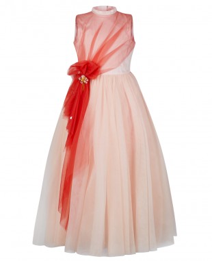 Pink Sash Tulle Dress