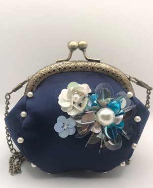 Navy Floral Handbag