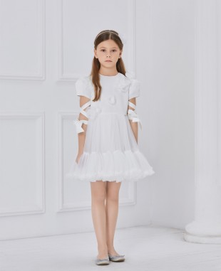 White Ribbon Tuelle Dress