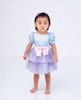 Baby Blue and Lilac Tuelle Dress