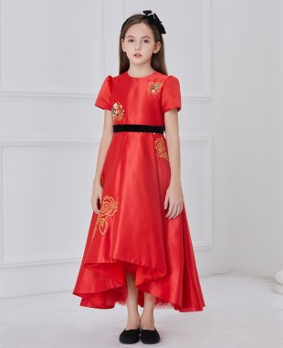Red Satin Long Dress