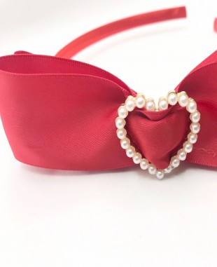 Red Pearl Heart Hairband