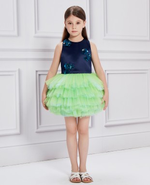 Midnight Blue & Green Ballerina Tulle Dress