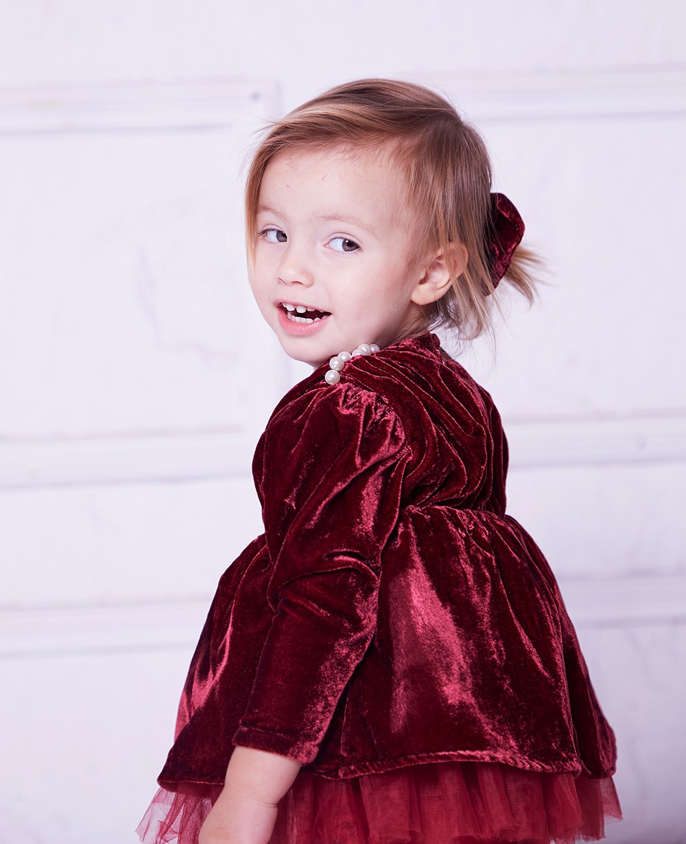 Baby Girls Burgandy Knit Dress 047-30206 main image 1