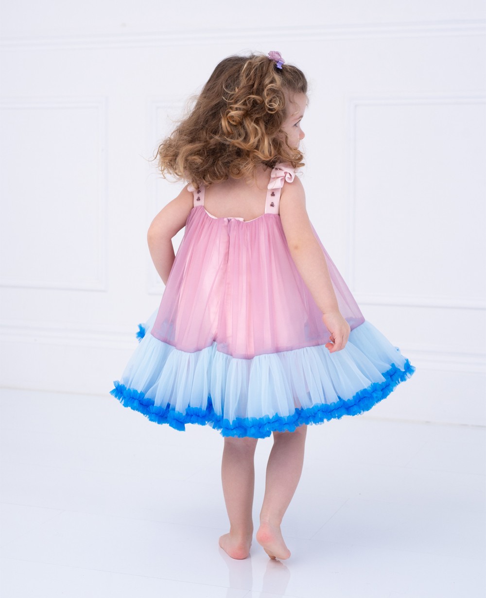 My Belle Cut-Out Detail Frill Accent Dress Baby Blue