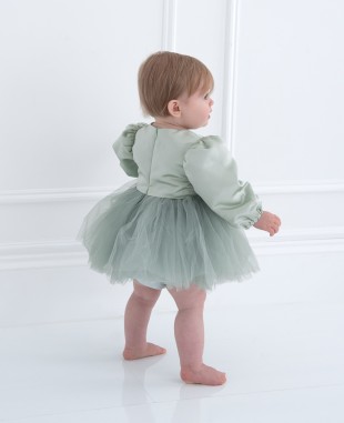 Mint Long Sleeve Tuelle Baby Dress