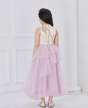 pink and purple princess tuelle dress