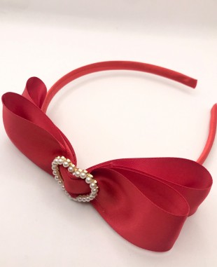 Red Pearl Heart Hairband