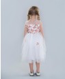 White and Pink Ball Gown Formal Dress Wedding Flowergirl