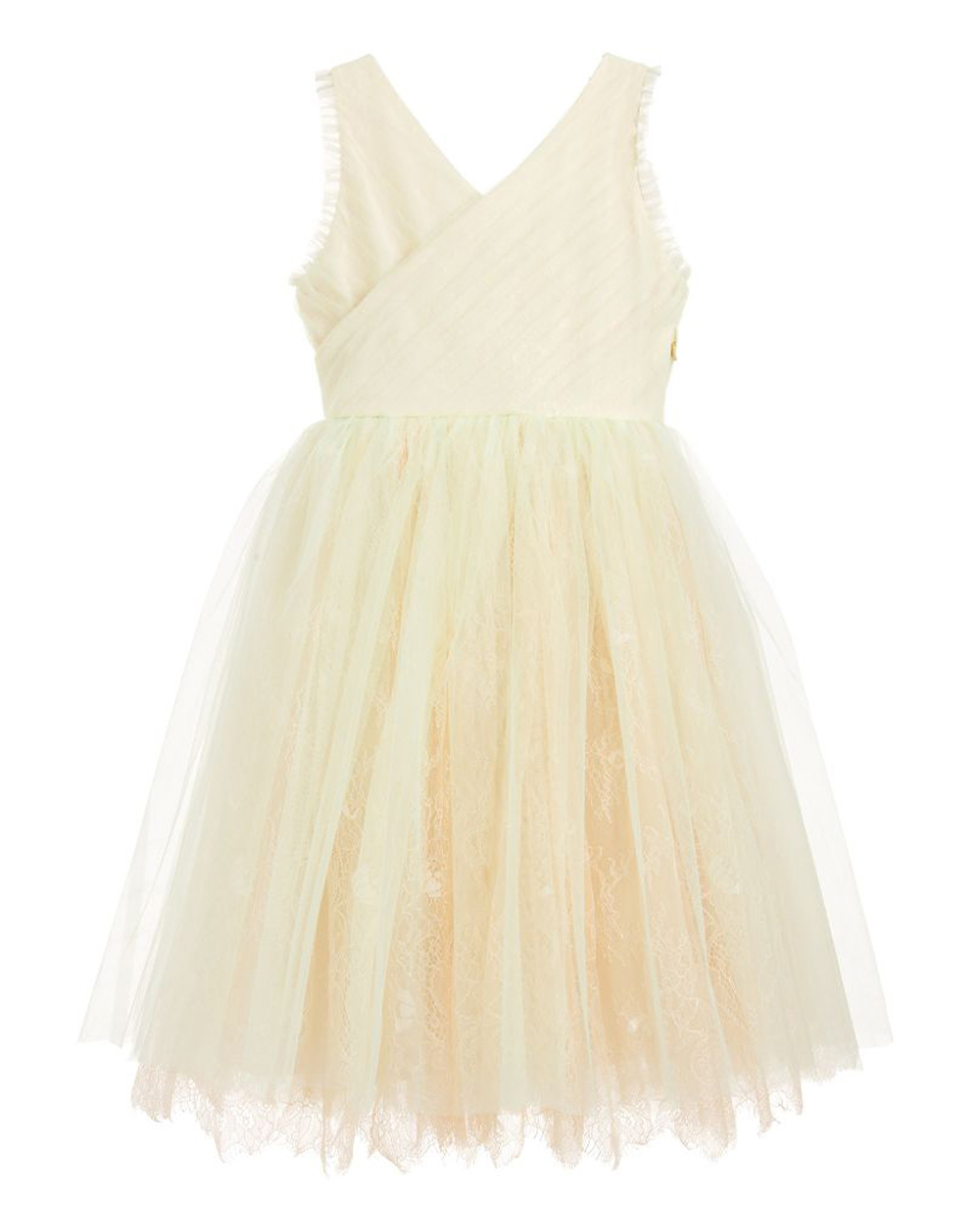 Green Tulle & Beige Lace Dress  Sleeveless  Princess Dress